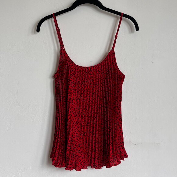H&M Divided Red Leopard Print Pleated Tank Top - Picture 2 of 5